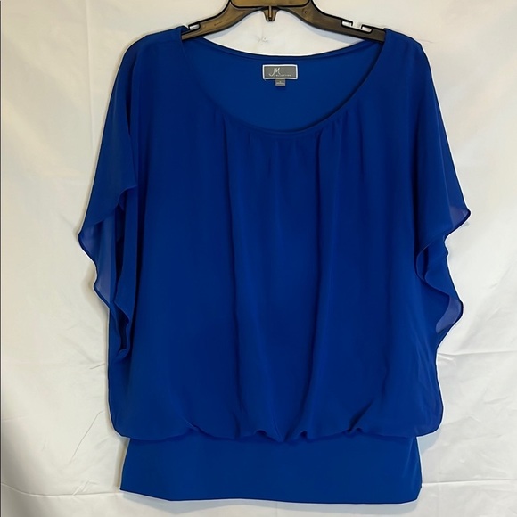 JM Collection Tops - Women's, JM Collection, Flared, Short Sleeve Shirt, Size Large,